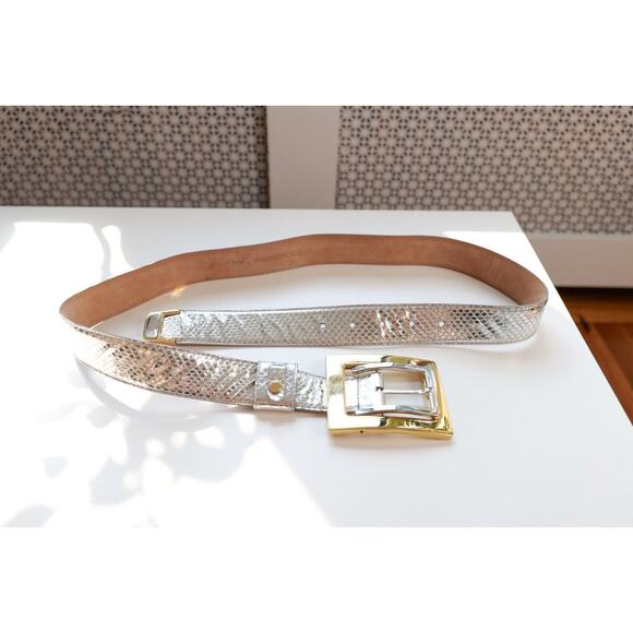 Dolce & Gabbana Vintage Silver Python Leather Belt (Size 34\